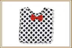 ALIMROSE RED BOW TIE & BLACK POLKA BIB