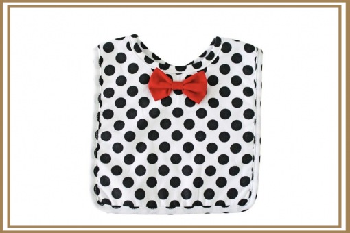 ALIMROSE RED BOW TIE & BLACK POLKA BIB