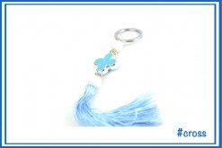 BABY BLUE CROSS WITH TASSEL KEYRING