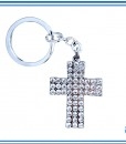 DIAMANTE METAL KEYRING CROSS