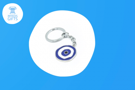 ENAMEL EVIL EYE KEYRING BLUE