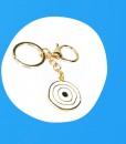 ENAMEL EVIL EYE KEYRINGBABY WHITE & GOLD