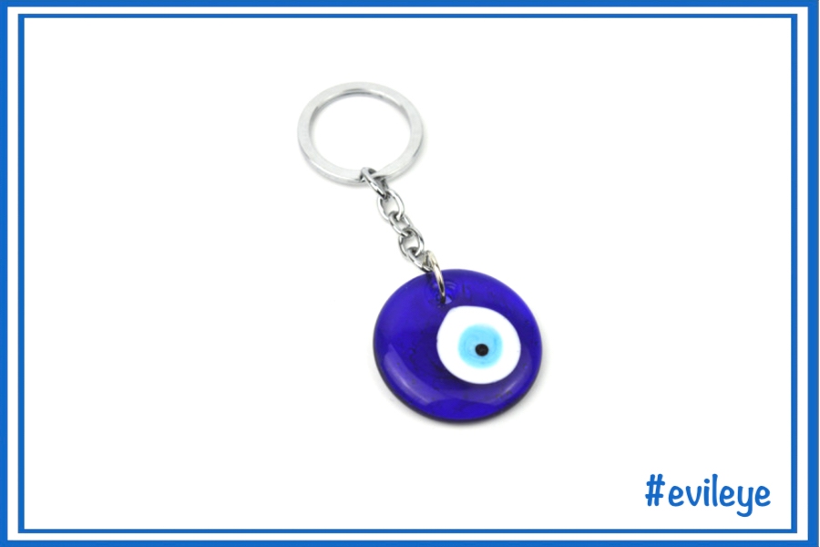 Glass Evil Eye Keyring Mykos The Gift Collection
