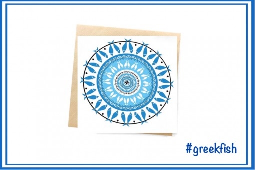 GREEK FISH GEOMETRIC GREETING CARD