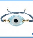 Light Blue Evil Eye w Blue Braided Rope Bracelet