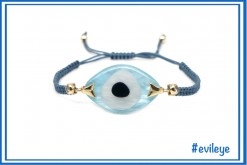 Light Blue Evil Eye w Blue Braided Rope Bracelet