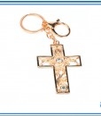 ROSE GOLD CROSS METAL KEYRING