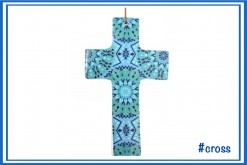 SANTORINI CERAMIC CROSS - LARGE