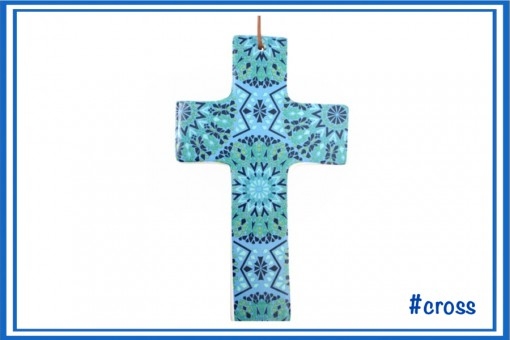 SANTORINI CERAMIC CROSS - LARGE