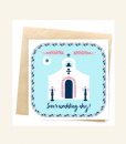Greek Church Wedding (blue) In English Greeting Card.png