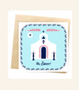 Greek Church Wedding (blue) In Greek Greeting Card